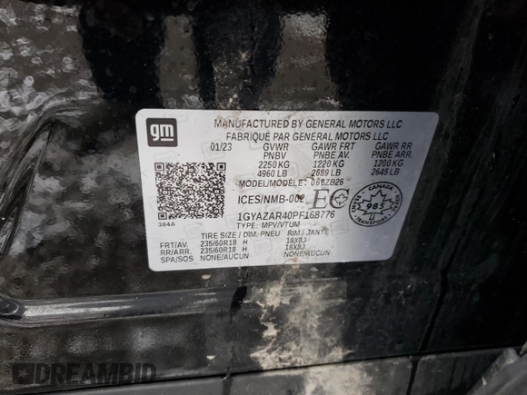 2023 Cadillac XT4 FWD Luxury с VIN 1GYAZAR40PF168776, выставлен на аукционе Copart как лот 50130855 с пробегом 67 048 миль миль и Чистый • Clean title. История ставок и продаж доступна на DreamBid. Изображение 13.