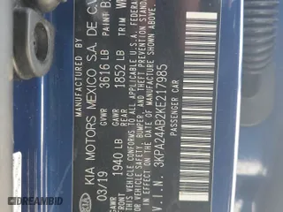 2019 Kia Rio S with VIN 3KPA24AB2KE217985, listed as a Copart auction lot 46482375 with 73,372 mi miles and Salvage Title. Bid and sale history available at carsss.com. Image 13.