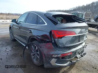 2022 Audi Q5 Sportback S line Premium Plus with VIN WA15AAFY9N2102196, listed as a IAAI auction lot 41458111 with 57,633 mi miles and . Bid and sale history available at DreamBid. Image 3.