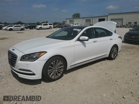 2017 Genesis G80 3.8L with VIN KMHGN4JE4HU177393, listed as a Copart auction lot 60968285 with 74,076 mi miles and Salvage title. Bid and sale history available at DreamBid. Image 1.