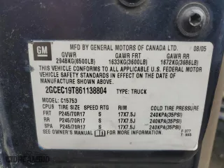 2006 Chevrolet Silverado 1500 LT1 with VIN 2GCEC19T861138804, listed as a Copart auction lot 43200825 with 255,642 mi miles and Salvage Title. Bid and sale history available at carsss.com. Image 12.