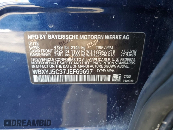 2018 BMW X2 xDrive28i with VIN WBXYJ5C37JEF69697, listed as a Copart auction lot 88116785 with 48,721 mi miles and Salvage Title. Bid and sale history available at carsss.com. Image 13.