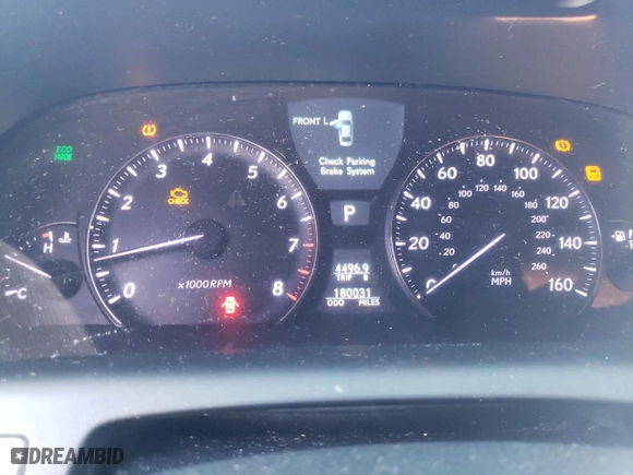 2010 Lexus LS 460 with VIN JTHBL5EF5A5093059, listed as a Copart auction lot 45537535 with 180,031 mi miles and Salvage Title. Bid and sale history available at carsss.com. Image 9.
