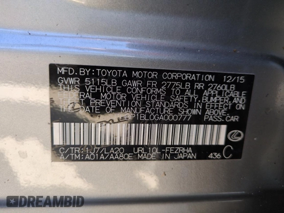 2016 Lexus GS F F z VIN JTHBP1BL0GA000777, wystawiony jako Copart lot #75013834 z przebiegiem Nie podano mil oraz Nie do naprawy. Historia ofert i sprzedaży dostępna na DreamBid. Obrazek 13.