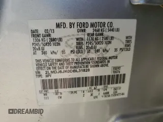 2013 Lincoln MKX with VIN 2LMDJ6JK0DBL31828, listed as a Copart auction lot 51523865 with 60,196 mi miles and Salvage Title. Bid and sale history available at carsss.com. Image 15.