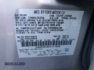 2005 Ford Five Hundred Limited z VIN 1FAHP28185G111858, wystawiony jako Copart lot #51687615 z przebiegiem 83 788 mil mil oraz Szkoda całkowita • Salvage title. Historia ofert i sprzedaży dostępna na DreamBid. Obrazek 14.