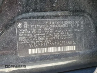 2009 BMW 3 Series 328i z VIN WBAPH73549E125586, wystawiony jako Copart lot #52594265 z przebiegiem 117 657 mil mil oraz Szkoda całkowita • Salvage title. Historia ofert i sprzedaży dostępna na DreamBid. Obrazek 14.