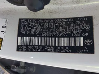 2011 Toyota Prius I with VIN JTDKN3DU8B5364553, listed as a IAAI auction lot 41993267 with 207,298 mi miles and . Bid and sale history available at DreamBid. Image 9.