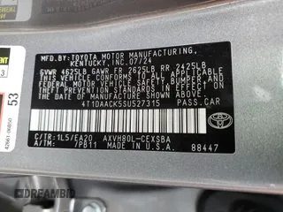 2025 Toyota Camry LE with VIN 4T1DAACK5SU527315, listed as a Copart auction lot 43651805 with 11,085 mi miles and Salvage Title. Bid and sale history available at DreamBid. Image 12.