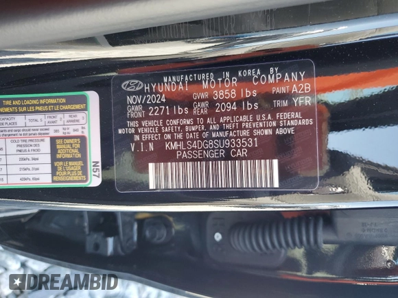 2025 Hyundai Elantra SEL Convenience with VIN KMHLS4DG8SU933531, listed as a Copart auction lot 54520365 with 3,295 mi miles and Clean Title. Bid and sale history available at DreamBid. Image 13.