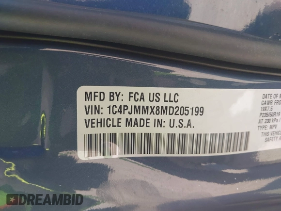 2021 Jeep Cherokee Latitude Lux z VIN 1C4PJMMX8MD205199, wystawiony jako IAAI lot #42556584 z przebiegiem 32 787 mil mil oraz . Historia ofert i sprzedaży dostępna na DreamBid. Obrazek 9.