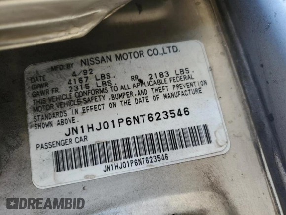 1992 Nissan Maxima z VIN JN1HJ01P6NT623546, wystawiony jako Copart lot #78095314 z przebiegiem 104 718 mil mil oraz Szkoda całkowita • Salvage title. Historia ofert i sprzedaży dostępna na DreamBid. Obrazek 12.
