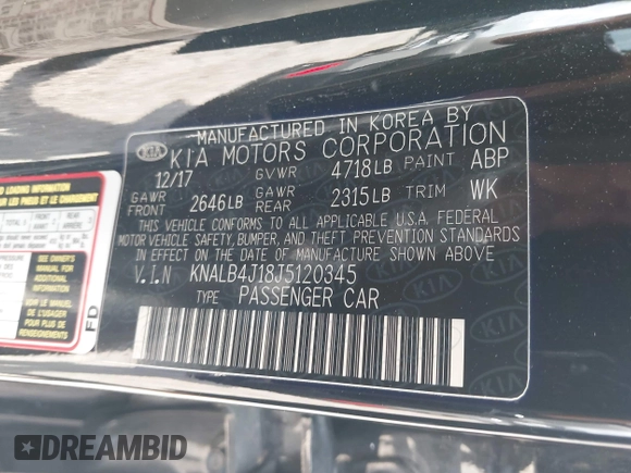 2018 Kia Cadenza Premium with VIN KNALB4J18J5120345, listed as a IAAI auction lot 42079048 with 46,371 mi miles. Bid and sale history available at carsss.com. Image 9.