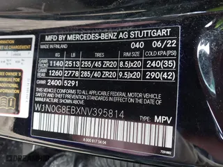 2022 Mercedes-Benz GLC with VIN W1N0G8EBXNV395814, listed as a IAAI auction lot 41694934 with 1 mi miles. Bid and sale history available at carsss.com. Image 9.