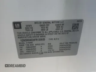 2015 Chevrolet Suburban LTZ with VIN 1GNSKKKC9FR139609, listed as a Copart auction lot 52408745 with Not Provided miles and Clean Title. Bid and sale history available at DreamBid. Image 13.