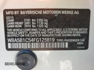 2015 BMW 5 Series 535i with VIN WBA5B1C54FG125819, listed as a Copart auction lot 48557755 with 85,106 mi miles and Clean Title. Bid and sale history available at carsss.com. Image 12.