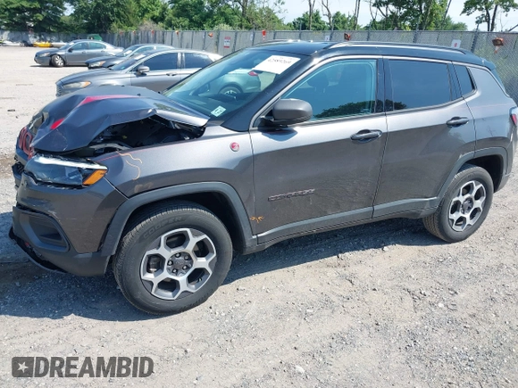 2022 Jeep Compass Trailhawk with VIN 3C4NJDDB9NT160748, listed as a IAAI auction lot 42589269 with 53,092 mi miles and . Bid and sale history available at DreamBid. Image 17.
