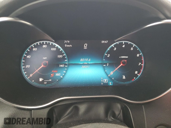 2019 Mercedes-Benz C 300 with VIN WDDWJ8DB4KF860572, listed as a Copart auction lot 47736605 with 38,051 mi miles and Salvage title. Bid and sale history available at DreamBid. Image 9.