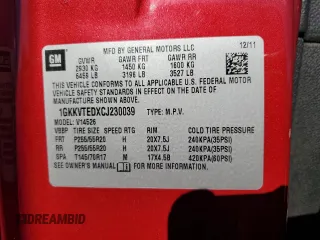 2012 GMC Acadia Denali z VIN 1GKKVTEDXCJ230039, wystawiony jako Copart lot #51900335 z przebiegiem 149 645 mil mil oraz Szkoda całkowita • Salvage title. Historia ofert i sprzedaży dostępna na DreamBid. Obrazek 13.