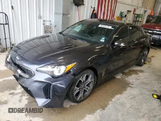 2021 Kia Stinger GT-Line with VIN KNAE15LA9M6087949, listed as a Copart auction lot 48048155 with 23,366 mi miles and Salvage Title. Bid and sale history available at carsss.com. Image 1.