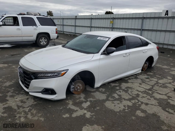 2022 Honda Accord Sedan Sport SE with VIN 1HGCV1F43NA055737, listed as a Copart auction lot 43815695 with 0 mi miles and Salvage Title. Bid and sale history available at carsss.com. Image 1.