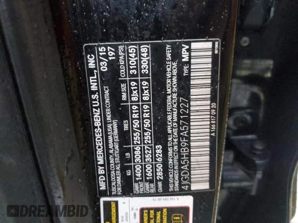 2015 Mercedes-Benz M 350 z VIN 4JGDA5HB9FA571227, wystawiony jako Copart lot #71989152 z przebiegiem 99 619 mil mil oraz . Historia ofert i sprzedaży dostępna na DreamBid. Obrazek 15.