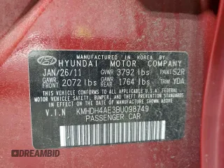 2011 Hyundai Elantra Limited z VIN KMHDH4AE3BU098749, wystawiony jako Copart lot #58014305 z przebiegiem 128 552 mil mil oraz Czysty tytuł • Clean title. Historia ofert i sprzedaży dostępna na DreamBid. Obrazek 12.