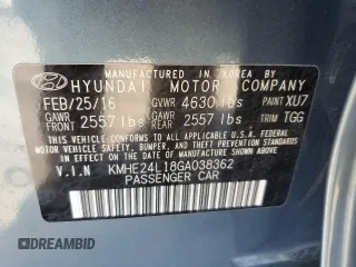 2016 Hyundai Sonata Hybrid SE with VIN KMHE24L18GA038362, listed as a Copart auction lot 78178493 with 83,222 mi miles. Bid and sale history available at carsss.com. Image 15.