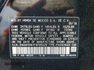 2015 Honda Fit EX-L z VIN 3HGGK5H81FM765225, wystawiony jako Copart lot #56765815 z przebiegiem 126 730 mil mil oraz Szkoda całkowita • Salvage title. Historia ofert i sprzedaży dostępna na DreamBid. Obrazek 13.