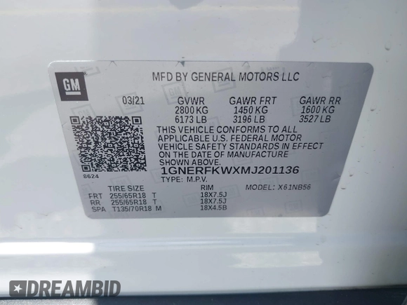 2021 Chevrolet Traverse LS with VIN 1GNERFKWXMJ201136, listed as a IAAI auction lot 42254422 with 50,663 mi miles and . Bid and sale history available at DreamBid. Image 9.