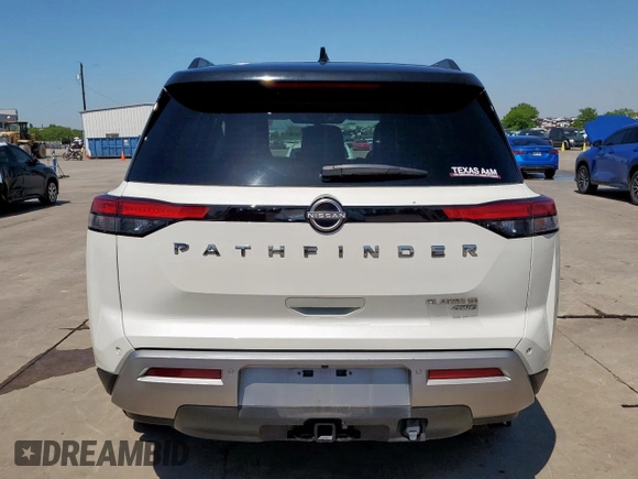 2023 Nissan Pathfinder Platinum with VIN 5N1DR3DK6PC219232, listed as a Copart auction lot 52294885 with 24,498 mi miles and Salvage title. Bid and sale history available at DreamBid. Image 6.