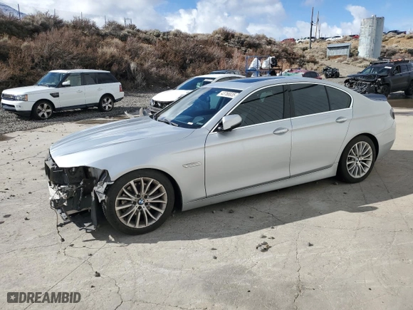2015 BMW 5 Series 528i xDrive with VIN WBA5A7C56FD621017, listed as a Copart auction lot 43766835 with 95,783 mi miles and Salvage Title. Bid and sale history available at carsss.com. Image 1.