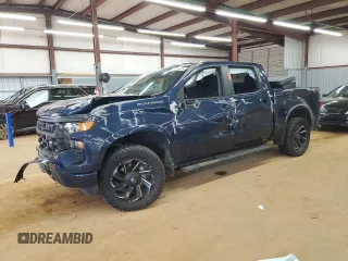 2022 Chevrolet Silverado 1500 Custom with VIN 1GCPDBEK4NZ533187, listed as a Copart auction lot 47368025 with 0 mi miles and Salvage Title. Bid and sale history available at carsss.com. Image 1.