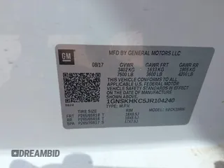 2018 Chevrolet Suburban LT with VIN 1GNSKHKC5JR104240, listed as a IAAI auction lot 41892859 with Not Provided miles and . Bid and sale history available at DreamBid. Image 9.