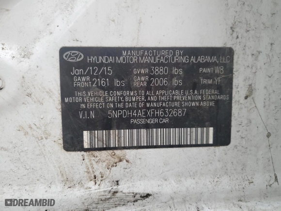 2015 Hyundai Elantra SE with VIN 5NPDH4AEXFH632687, listed as a Copart auction lot 79239604 with 128,915 mi miles and Salvage Title. Bid and sale history available at carsss.com. Image 12.