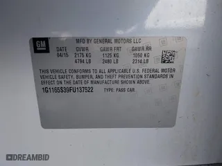2015 Chevrolet Impala LTZ with VIN 1G1165S39FU137522, listed as a IAAI auction lot 41849649 with 109,606 mi miles. Bid and sale history available at carsss.com. Image 9.