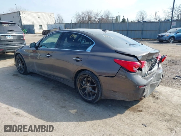 2014 Infiniti Q50 Hybrid Sport with VIN JN1AV7AR7EM703030, listed as a IAAI auction lot 41661844 with 128,202 mi miles. Bid and sale history available at carsss.com. Image 3.