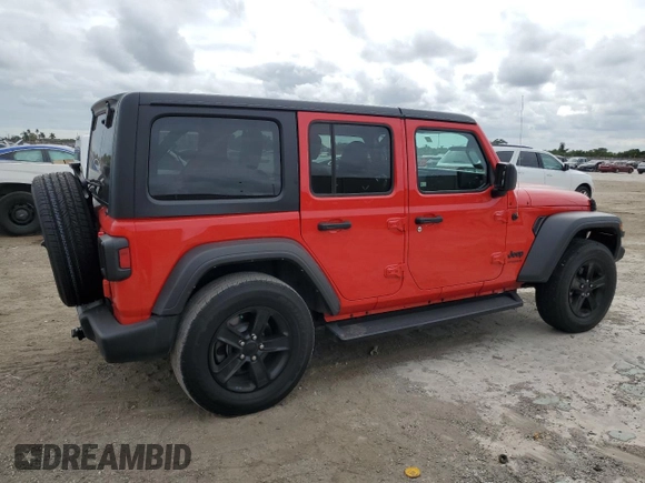 2022 Jeep Wrangler Unlimited Sport S with VIN 1C4HJXDG5NW200568, listed as a Copart auction lot 84410364 with 27,481 mi miles and Salvage Title. Bid and sale history available at carsss.com. Image 3.