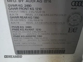 2017 Audi Q5 z VIN WA1V2AFPXHA021691, wystawiony jako Copart lot #58670345 z przebiegiem 126 720 mil mil oraz Szkoda całkowita • Salvage title. Historia ofert i sprzedaży dostępna na DreamBid. Obrazek 14.