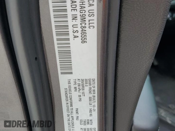 2021 Dodge Durango SXT Plus with VIN 1C4RDHAG9MC846556, listed as a Copart auction lot 53069424 with 48,474 mi miles and Salvage Title. Bid and sale history available at DreamBid. Image 15.