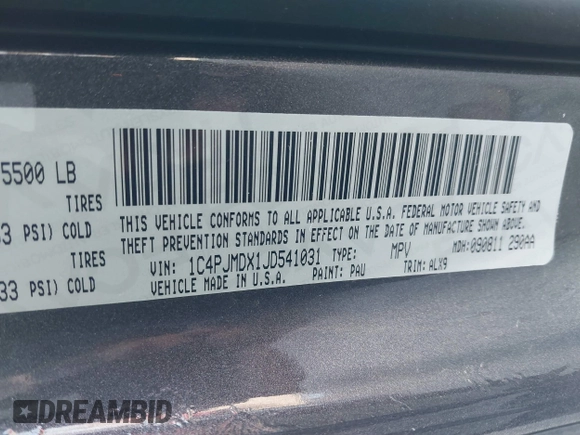 2018 Jeep Cherokee Limited with VIN 1C4PJMDX1JD541031, listed as a IAAI auction lot 41770716 with 67,891 mi miles. Bid and sale history available at carsss.com. Image 9.