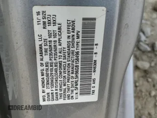 2016 Honda Odyssey Touring Elite with VIN 5FNRL5H96GB158496, listed as a Copart auction lot 53031525 with Not Provided miles and Salvage Title. Bid and sale history available at carsss.com. Image 13.