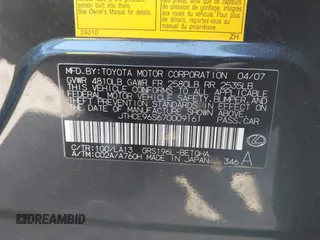 2007 Lexus GS 350 with VIN JTHCE96S670009161, listed as a IAAI auction lot 42035904 with Not Provided miles. Bid and sale history available at carsss.com. Image 9.
