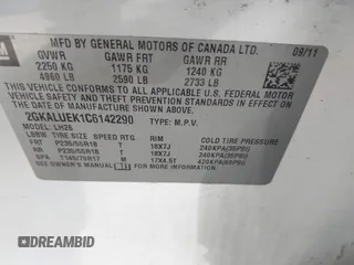 2012 GMC Terrain SLT-1 with VIN 2GKALUEK1C6142290, listed as a IAAI auction lot 42149741 with 71,455 mi miles and . Bid and sale history available at carsss.com. Image 9.