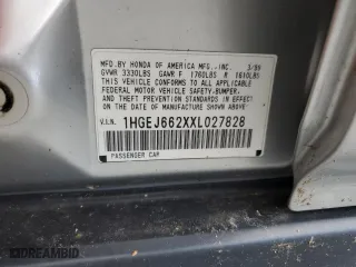 1999 Honda Civic DX with VIN 1HGEJ662XXL027828, listed as a Copart auction lot 72623664 with 133,302 mi miles and Salvage Title. Bid and sale history available at carsss.com. Image 13.