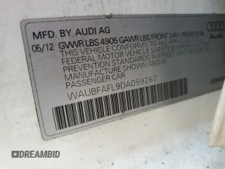 2013 Audi A4 Premium with VIN WAUBFAFL9DA059267, listed as a Copart auction lot 60437425 with 84,409 mi miles and Salvage title. Bid and sale history available at DreamBid. Image 12.