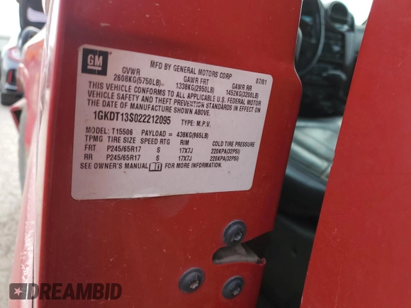 2002 GMC Envoy SLT z VIN 1GKDT13S022212095, wystawiony jako Copart lot #51253585 z przebiegiem 194 767 mil mil oraz Szkoda całkowita • Salvage title. Historia ofert i sprzedaży dostępna na DreamBid. Obrazek 13.