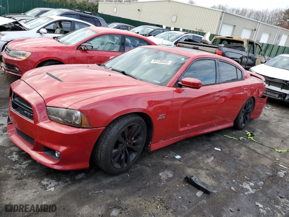 2012 Dodge Charger SRT8 with VIN 2C3CDXEJ6CH185686, listed as a Copart auction lot 41735455 with 185,073 mi miles and Salvage Title. Bid and sale history available at carsss.com. Image 1.
