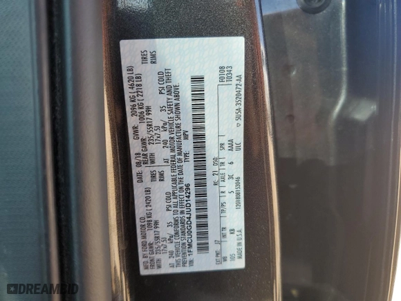 2018 Ford Escape SE with VIN 1FMCU0GD4JUD14296, listed as a Copart auction lot 50409185 with 80,700 mi miles and Salvage Title. Bid and sale history available at carsss.com. Image 13.