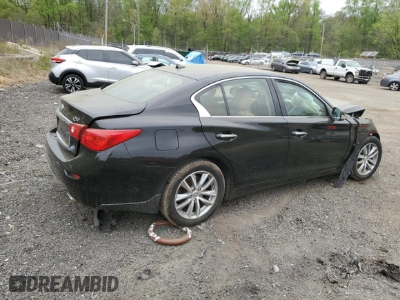 2015 Infiniti Q50 Premium with VIN JN1BV7AR1FM393334, listed as a Copart auction lot 53774125 with Not provided miles and Salvage title. Bid and sale history available at DreamBid. Image 3.